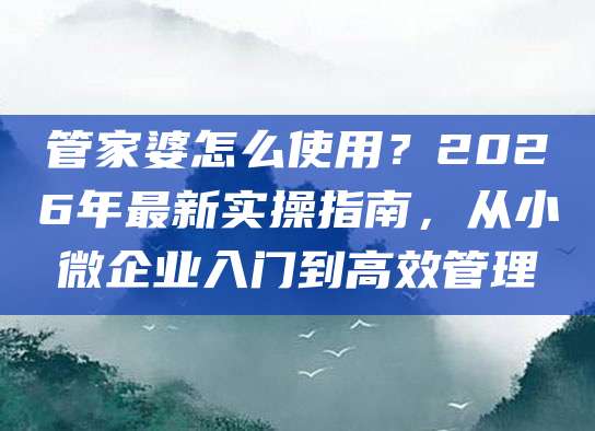 管家婆怎么使用？2026年最新实操指南，从小微企业入门到高效管理