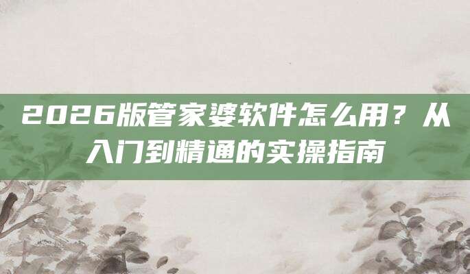 2026版管家婆软件怎么用?从入门到精通的实操指南