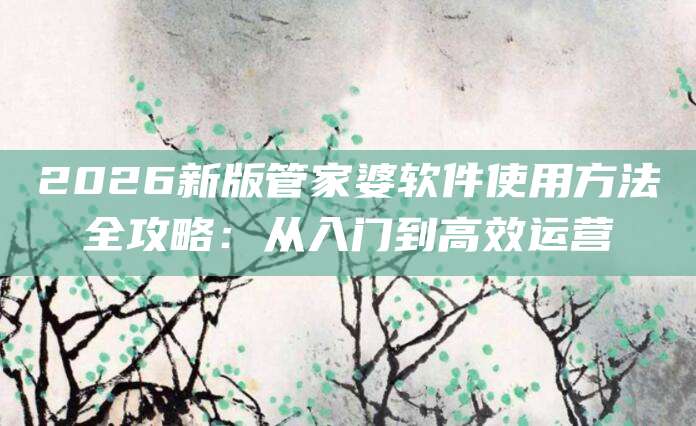 2026新版管家婆软件使用方法全攻略：从入门到高效运营