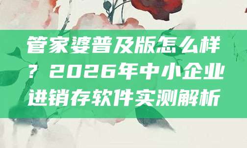 管家婆普及版怎么样?2026年中小企业进销存软件实测解析