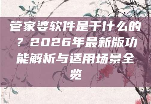管家婆软件是干什么的？2026年最新版功能解析与适用场景全览